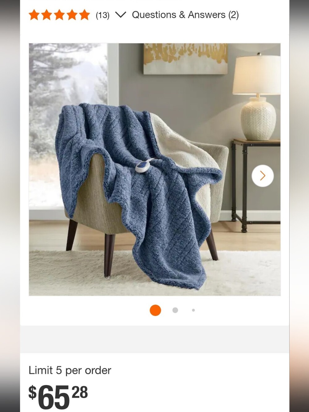 Sherpa Blue Berber Electric Throw Blanket